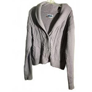 Pilcro Chunky Knit Cardigan Sweater - Soft Lavender/Cable Knit Design Medium